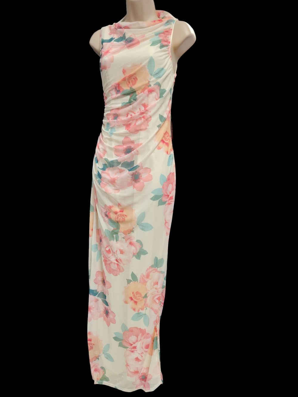 Floral bridesmaid dress on display at Liz Fashion
